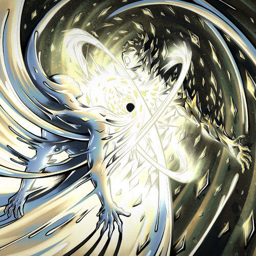 Track visual artwork for “The Core” by Mr. D-Fusion showing figures collapsing into a bright core