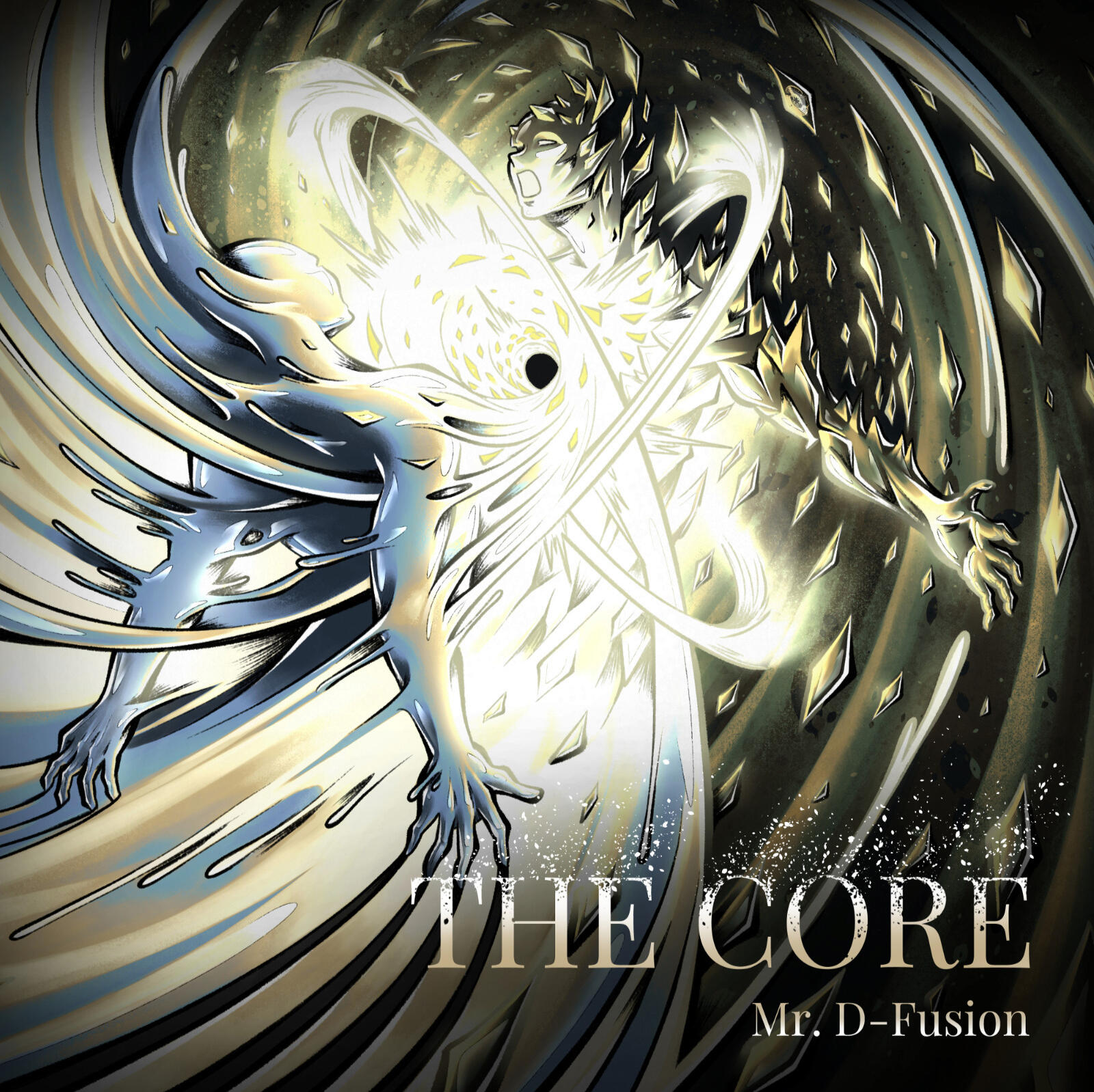 Cover artwork for “The Core” by Mr. D-Fusion showing figures collapsing into a bright glowing core