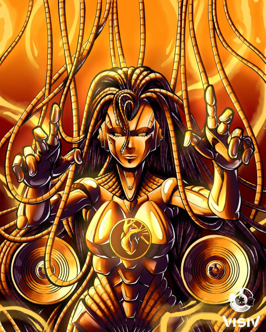 Track visual for “Hard Beat” by TNT and Darren Styles showing a futuristic bass machine figure in orange tones